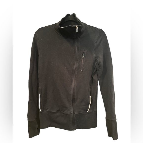 Abercrombie and Fitch Black Jacket Sz Medium Thumbholes Excellent - Picture 1 of 3